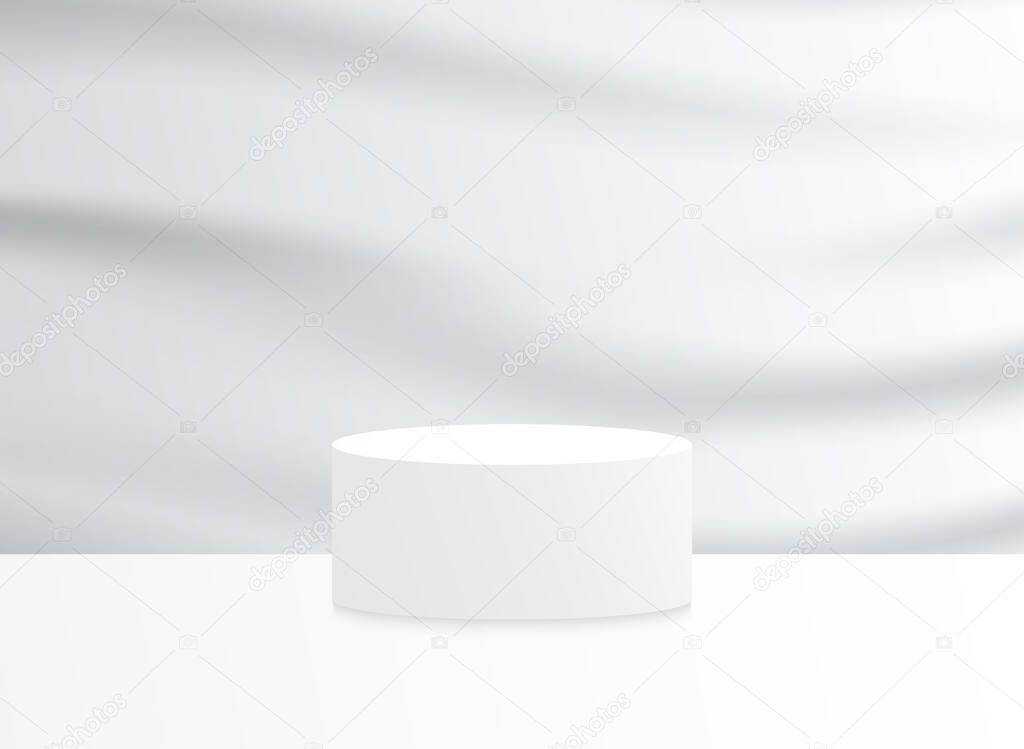 Background vector 3d white rendering with podium and minimal white wall scene, minimal abstract background 3d rendering abstract geometric shape