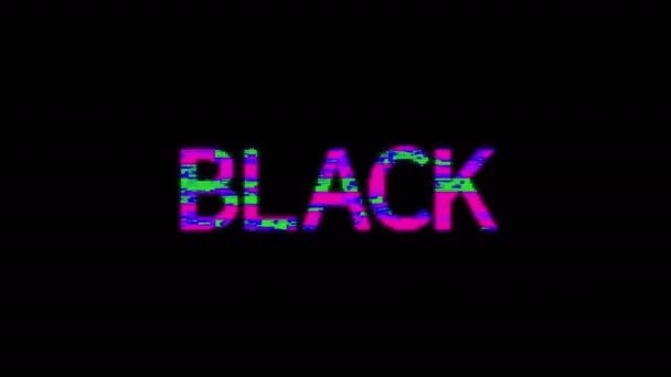Black Friday Texte Néon Cyberpunk Style Glitch Animation Résolution Black Vidéo De Stock