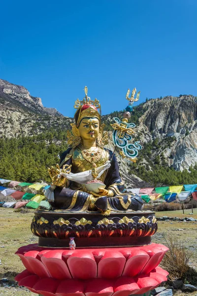 Яскраві Буддійські Статуї Сонячний День Селі Braka Непал — стокове фото