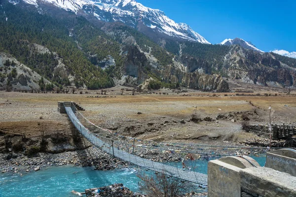 Ponte Sospeso Sul Sacro Fiume Bagmati Vicino Villaggio Braka Nepal — Foto Stock