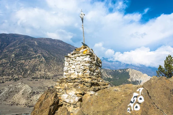 Ступа Каменів Тлі Гір Хмарного Неба Гімалаї Непал — стокове фото