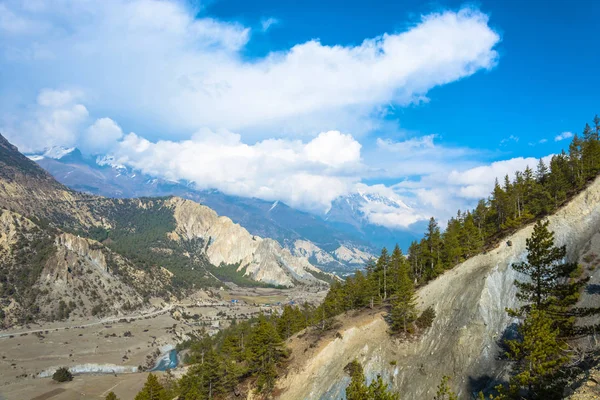 Bela Paisagem Montanhosa Com Vista Para Rio Bagmati Dia Ensolarado — Fotografia de Stock