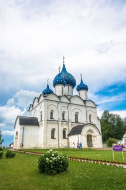 Suzdal şehir, Vladimir Bölgesi, Rusya 14.07.2018 beyaz taş katedral Suzdal, Vladimir Bölgesi, Rusya bakire 14.07.2018 doğuş. 