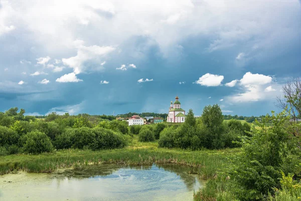 Prachtige Landschap Oude Stad Van Soezdal Een Bewolkte Zomerdag Rusland — Stockfoto