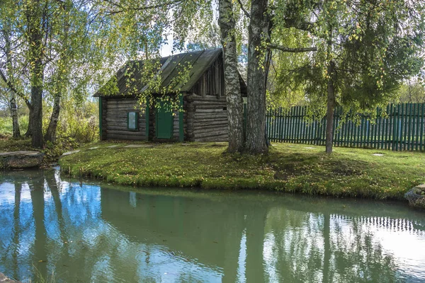 Russisches Holzbad Ufer Eines Kleinen Teiches Dorf Wjatka Gebiet Jaroslawl — Stockfoto