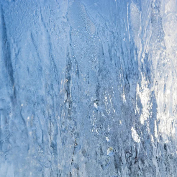 Piękny Niebieski Lód Tło Szkle Jasnym Świetle Słonecznym — Zdjęcie stockowe
