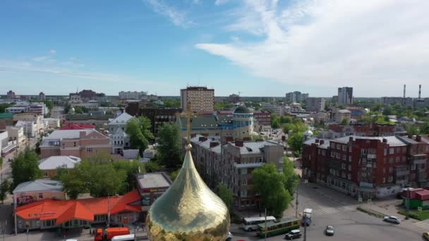 イワノヴォ イヴァノヴォ州 ロシア 2020 イヴァノヴォ市中央部の正教会黄金のドーム ロシア 2020 — ストック動画