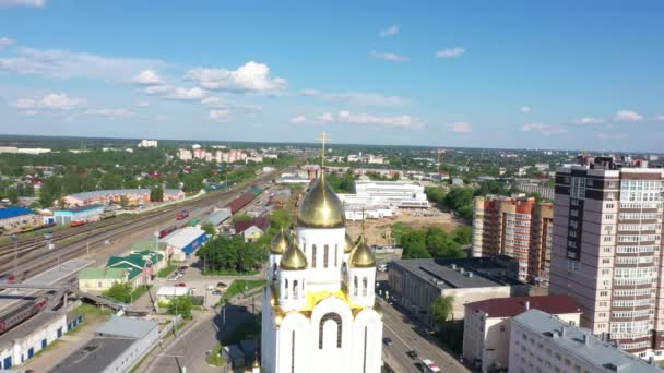 Ivanovo Ivanovo Region Russia 2020 Golden Domes Ascension Church Station — стокове відео