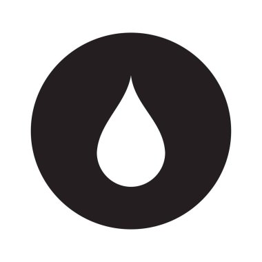 Su damla simgesi. Sıvı işareti. Tazelik, yoğunlaşma veya çamaşır sembolü. Düz simgesi olan yuvarlak web düğme. Vektör