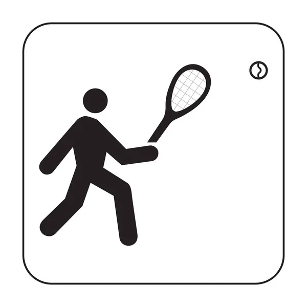 Tenis oyuncusu Vurucu Top Çizgisi Hakem Hakem Şampiyonu Pictogram 'a hizmet ediyor — Stok Vektör