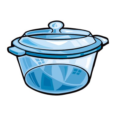 Kapaklı mavi emaye tencere, beyaz arka plan üzerinde izole