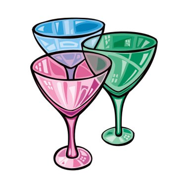 Beyaz arkaplanda izole edilmiş boş şarap kadehleri