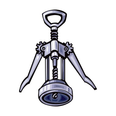 Vektör tirbuşon, beyaz arka plan üzerinde şarap açacağı