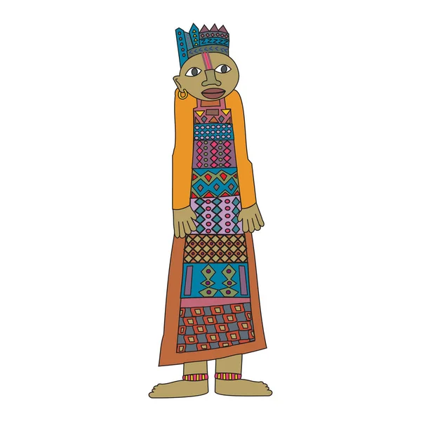 Colección de auténticos símbolos de África con adorno étnico tradicional vector Ilustraciones sobre un fondo blanco — Vector de stock