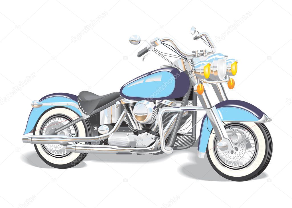 Vector Cartoon Motobike. Available eps-10 format separated by groups and layers with transparency effects for one-click repaint.