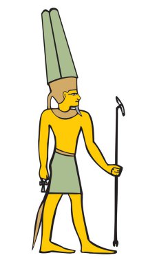 Amon, siyah göksel uzay tanrısı, hava, Antik Mısır kültürü sembolü vektör Illustration