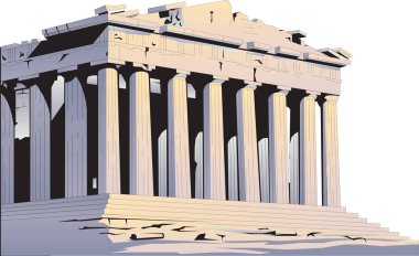 Parthenon Bina Landmark Vektör İllüstrasyon