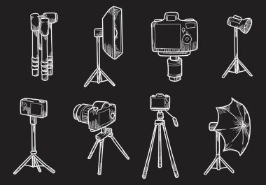 Fotoğraf Işık Vektör Hattı Simgeleri Seti