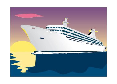 Cruise Gemi tatil deniz seyahat. Su ulaştırma araçları. Pop art retro vektör çizim