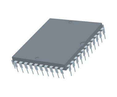 Mikroçip. Cpu anahat işareti. Mikroişlemci renkli piktogram. Basit vektör sembolü.