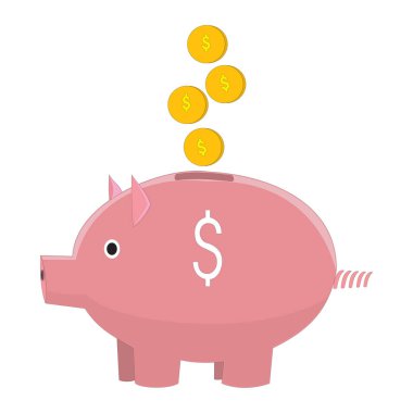ile düşen sikke simge tasarlamak vektör piggy banka
