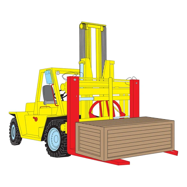 Carrello elevatore, carrello elevatore. Magazzino, logistica, concetto di stoccaggio. Illustrazione vettoriale — Vettoriale Stock