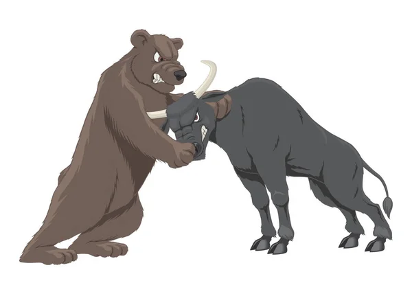 Touro e urso. Tendências do mercado. Ilustração vetorial . —  Vetores de Stock