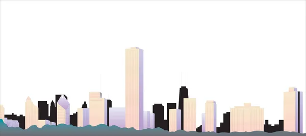 Ilustração do estoque colorido do vetor da cidade de Chicago. Cityscape com todos os edifícios famosos. Skyline Chicago composição da cidade para o projeto — Vetor de Stock