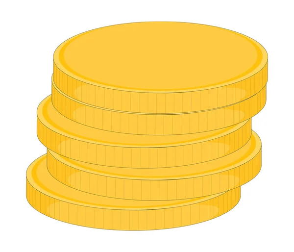 Σωρός από κέρματα με κέρμα μπροστά του. Απεικόνιση διανυσματικών φορέων. — Διανυσματικό Αρχείο