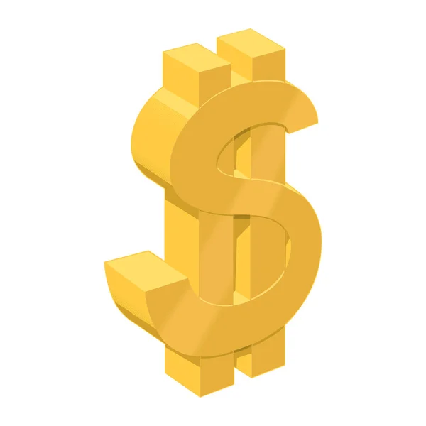 Золотой доллар знак изолирован на белом фоне. Векторная иллюстрация — стоковый вектор