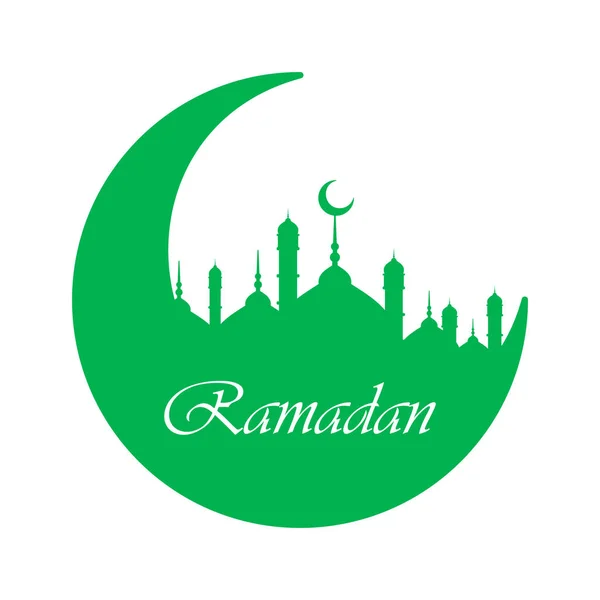 Ramadan, månen, stjärnor, lykta, moskén i molnen. Ramadan Mubarak gratulationskort, inbjudan till muslimska samfundet. Kadir Gecesi vektor illustration. — Stock vektor