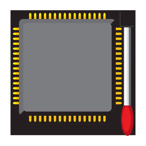 Micro processador. Placa de circuito isolada sobre fundo branco. Ilustração vetorial isométrica — Vetor de Stock