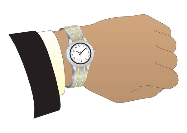Bild einer menschlichen Hand mit Uhr — Stockvektor