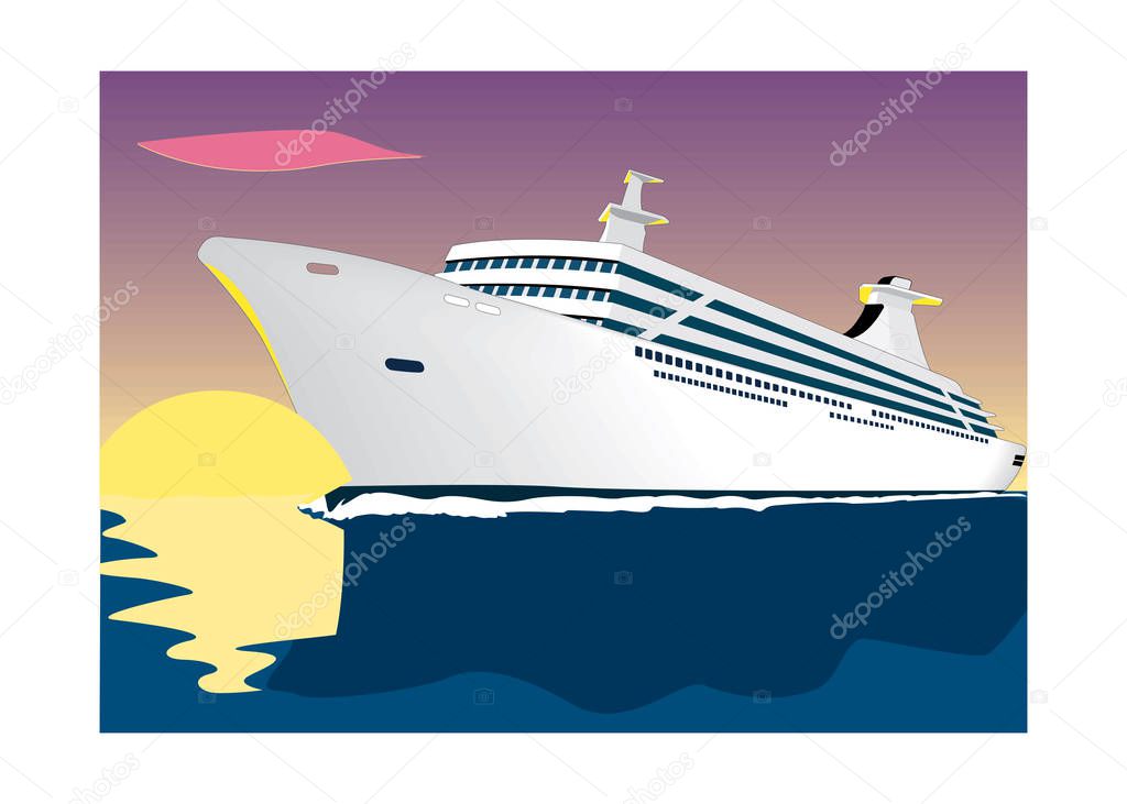 cruise ship vacation sea travel. Water transport. Pop art retro vector illustration