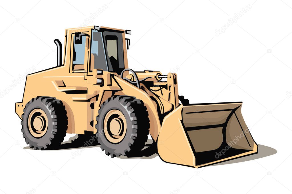 Excavator colorful industrial vector illustration