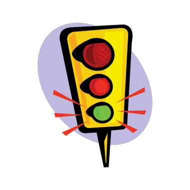 Trafik ışığı simgesi. Trafik ışığı vektör simgesi web için karikatür çizimi