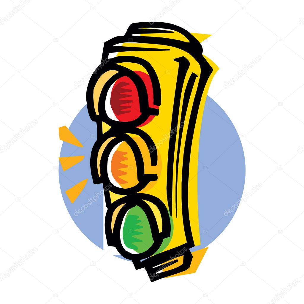 Traffic light icon. Cartoon illustration of traffic light vector icon for web