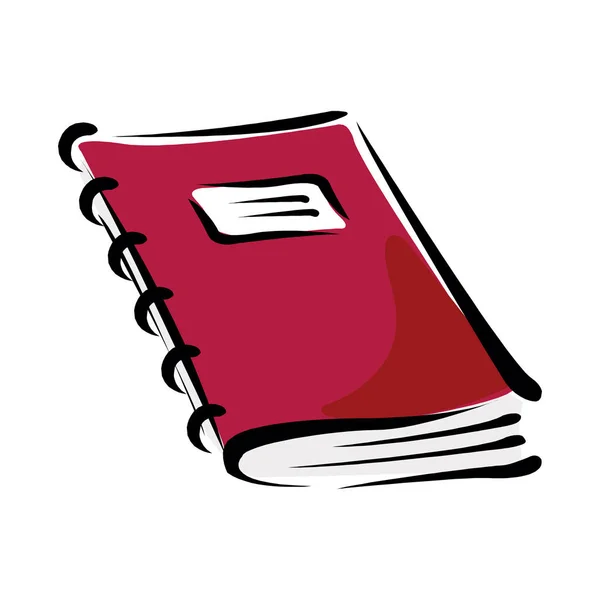 Gesloten notebook isometrische illustratie. Persoonlijke dagboek met Bookmark vector tekening op witte achtergrond. Kladblok met rode deksel. Student Pocketbook, Office herinnering — Stockvector