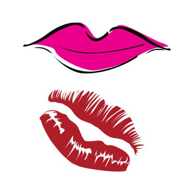 Kırmızı dudaklar Yazdır. vektör çizim.