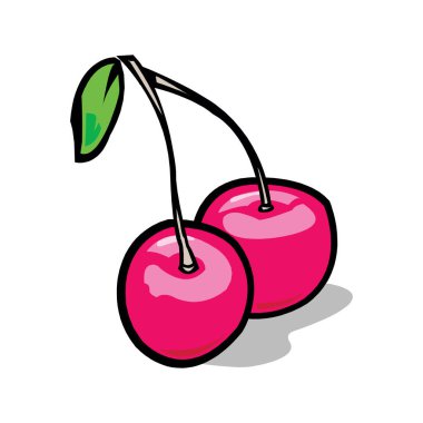 Beyaz arka planda el çizimi suluboya kiraz. Çileklerin vektör illüstrasyonu