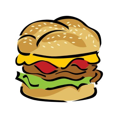 Beyaz arka plan üzerinde izole hamburger simgesi