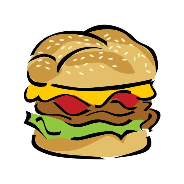Icono de hamburguesa aislado sobre fondo blanco — Vector de stock
