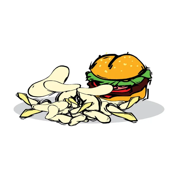 Ilustración de comida rápida sobre fondo blanco — Vector de stock