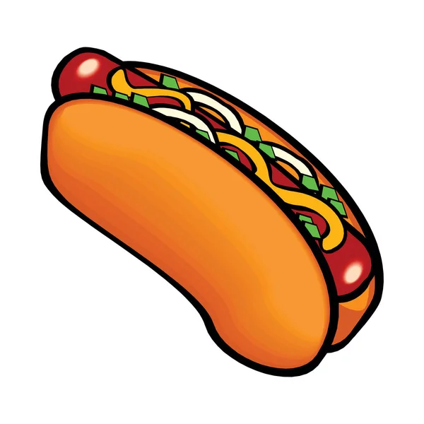 Perro caliente. Vector de ilustración plana aislada comida rápida para póster, menús, folleto, web e icono fastfood . — Vector de stock