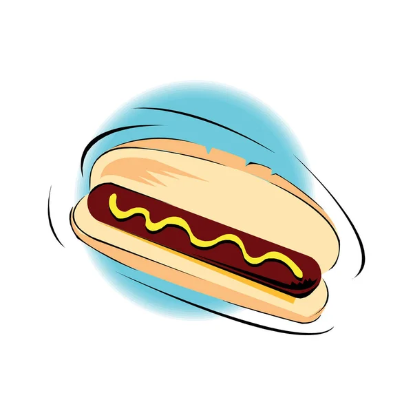 Hotdog. Illustration plate isolée vectorielle fast food pour affiche, menus, brochure, web et icône fastfood . — Image vectorielle