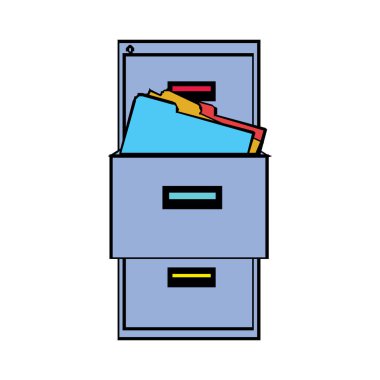 Çekmeceli dosya dolabı. Beyaz arkaplanda vektör resmi izole edildi