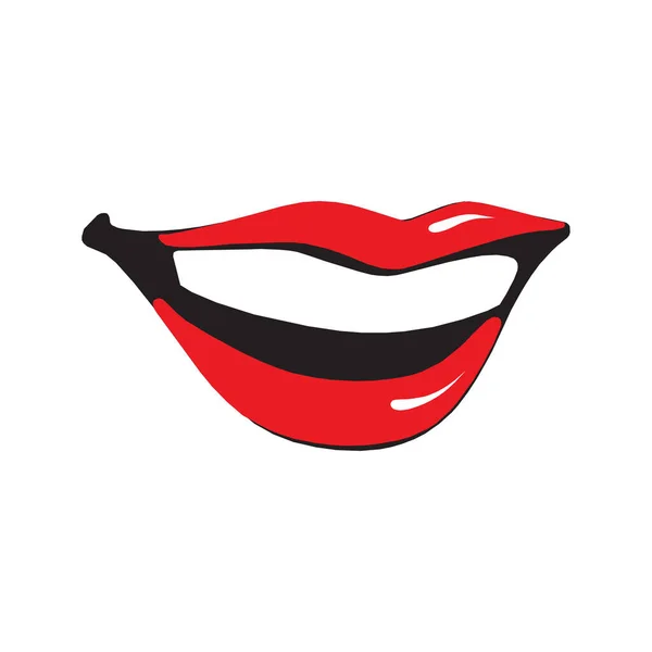 Χαμογελαστό στόμα με λευκά δόντια — Διανυσματικό Αρχείο