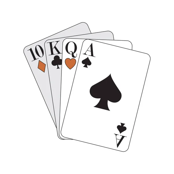 Vier azen van diamanten clubs schoppen en harten vallen of vliegen als poker speelkaarten — Stockvector