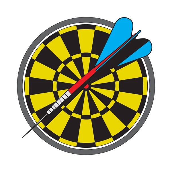 Dartbord met darts op een wit — Stockvector