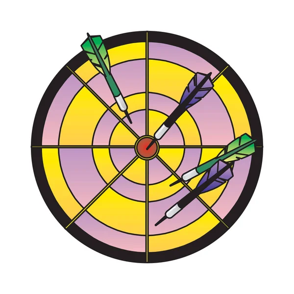 Dartbord met darts op een wit — Stockvector